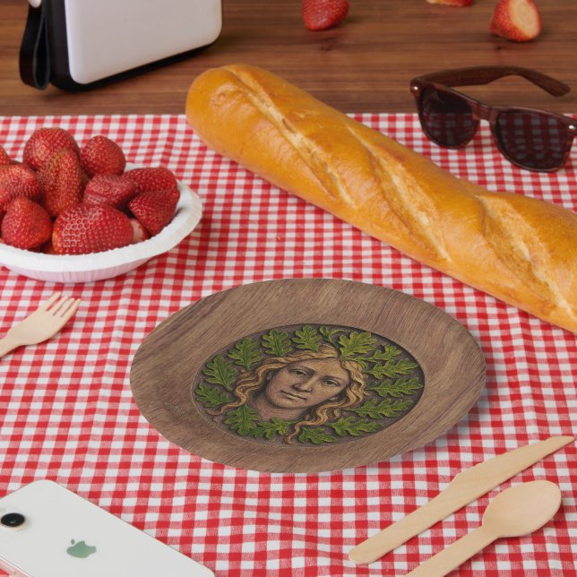 Plato De Papel Mujer Verde - Madera (Picnic)