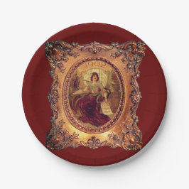 Plato De Papel Mujer victoriana elegante marco victoriano dorado 