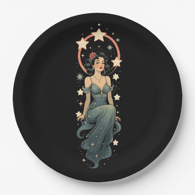 PLATO DE PAPEL MUJER VINTAGE (Anverso)