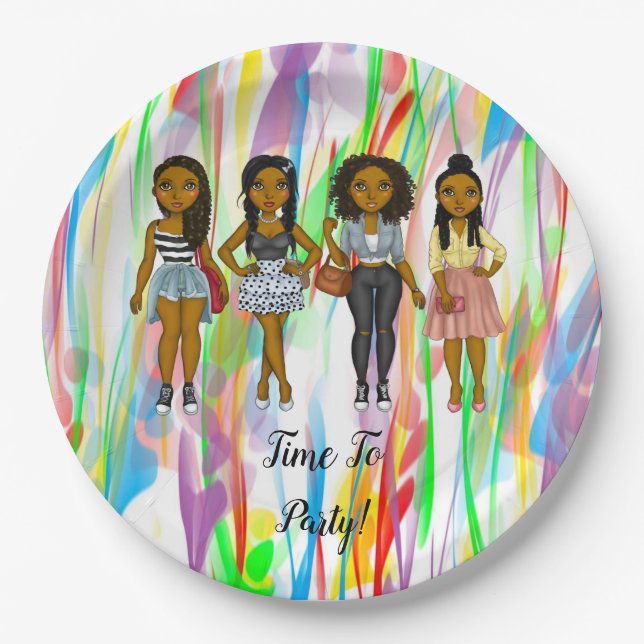 Plato De Papel Mujeres de Diva Sassy personalizadas de varios col (Anverso)