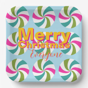 Plato De Papel Multicolores de Navidades de menta