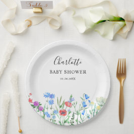 Plato De Papel Multihued Wildflower Baby Shower Celebration