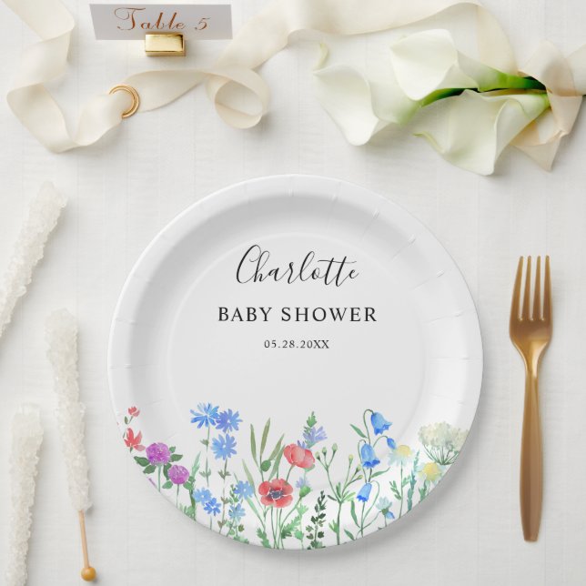Plato De Papel Multihued Wildflower Baby Shower Celebration (Boda)