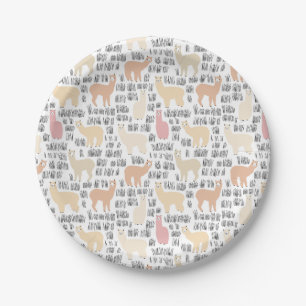 Plato De Papel Multitud del modelo de las alpacas