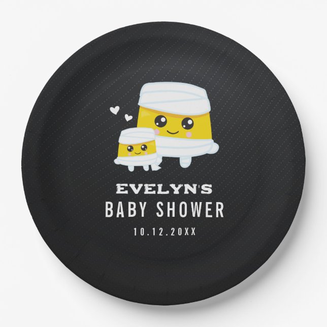 Plato De Papel Mummy Halloween Baby Shower (Anverso)