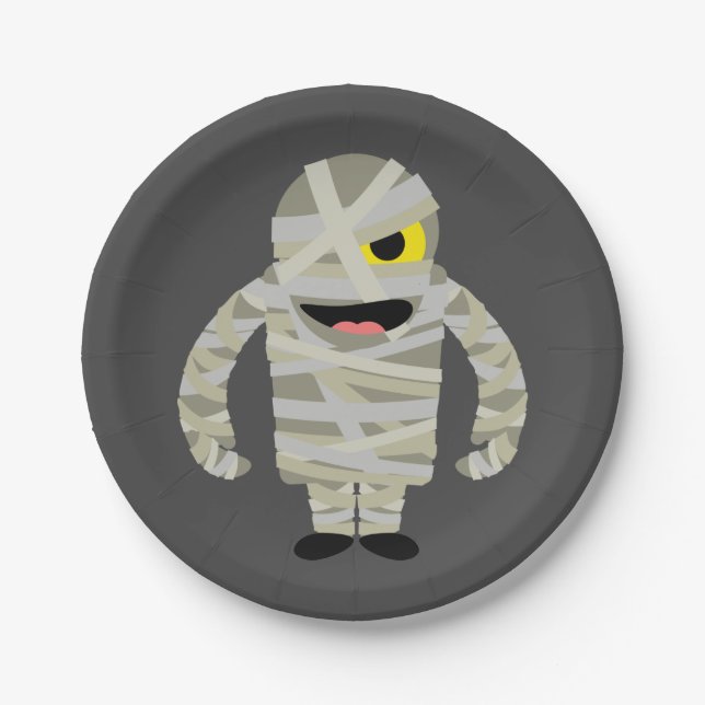 Plato De Papel Mummy zombie Halloween (Anverso)