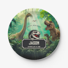 Plato De Papel Mundo de dinosaurios geniales Cumpleaños jurásico