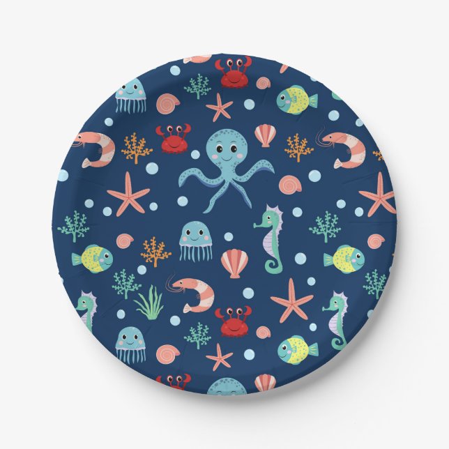Plato De Papel Mundo Marino (Anverso)
