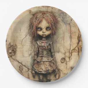 Plato De Papel Muñeca asquerosa con arco rosado
