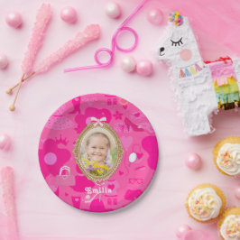 Plato De Papel Muñeca Girly rosa Retro Vamos Fiesta Cumpleaños