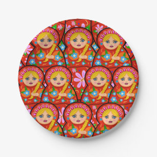 Plato De Papel Muñeca rusa de la jerarquización - Matryoshka