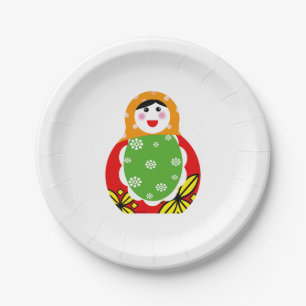 Plato De Papel muñeca rusa linda de la jerarquización