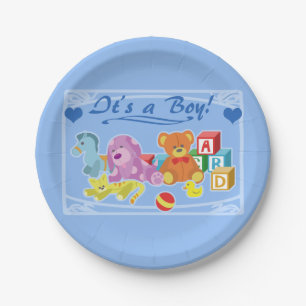Plato De Papel Muñecas cutas (azul)