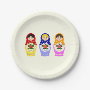 Plato De Papel Muñecas rusas de la jerarquización del matryoshk