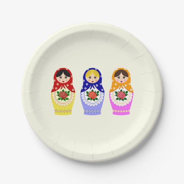 Plato De Papel Muñecas rusas de la jerarquización del matryoshka (Anverso)