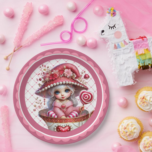 Plato De Papel Muñecas Taza de Té (Fiesta)