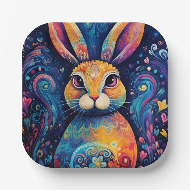 Plato De Papel Muñecas y corazones Azul (Anverso)