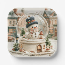 Plato De Papel Muñeco de nieve globo de nieve lindo