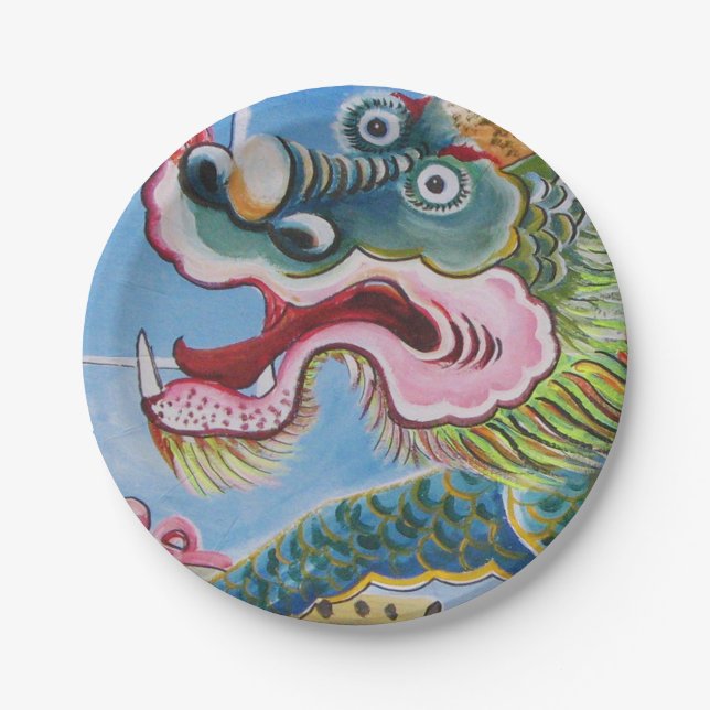 Plato De Papel Mural del Foo Dog Chino / Lion Guardian (Anverso)