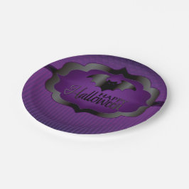 Plato De Papel Murciélago morado de Halloween