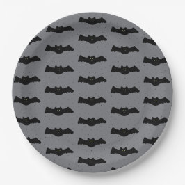 Plato De Papel Murciélagos de Halloween grises y negros