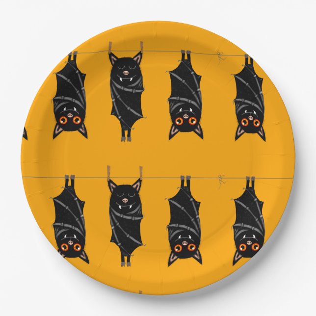 Plato De Papel murciélagos dormidos (Anverso)