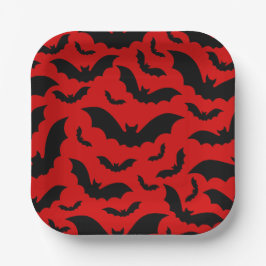 Plato De Papel murciélagos vampiros góticos de Halloween rojos