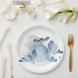 Plato De Papel Murciélagos y nubes