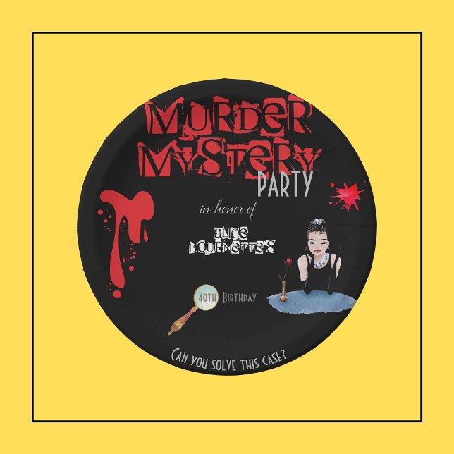 Plato De Papel Murder Mystery Birthday Party Black Elegant (Subido por el creador)