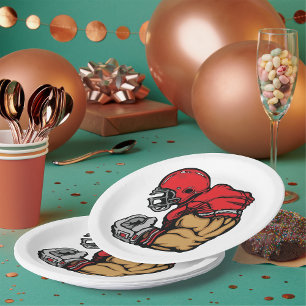 Plato De Papel Músculo del casco rojo del guerrero del fútbol dur