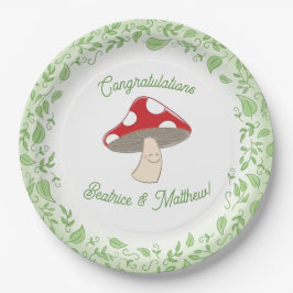 Plato De Papel Mushroom Baby Shower