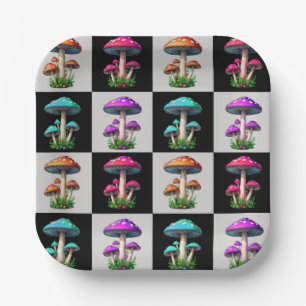 Plato De Papel Mushroom geométrico controlado