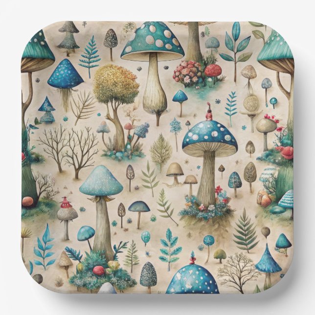 Plato De Papel Mushrooms Fairyland (Anverso)