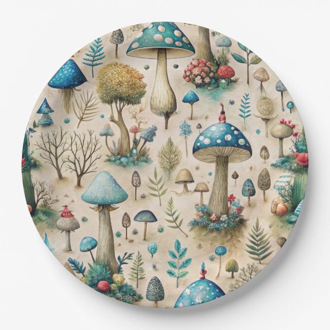 Plato De Papel Mushrooms Fairyland (Anverso)