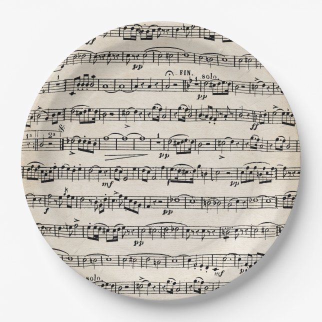 Plato De Papel Música de hoja en papel antiguo (Anverso)