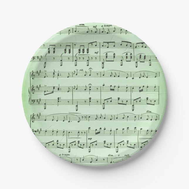 Plato De Papel Música de hoja verde (Anverso)