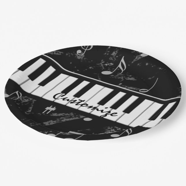 Plato De Papel Música de piano blanco y negro personalizada (Angular)