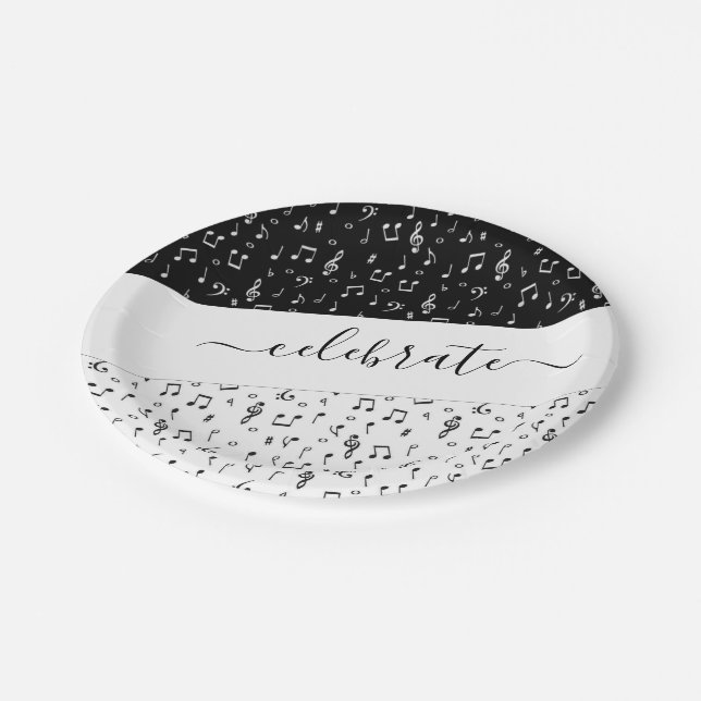Plato De Papel Música en blanco y negro personalizada (Angular)