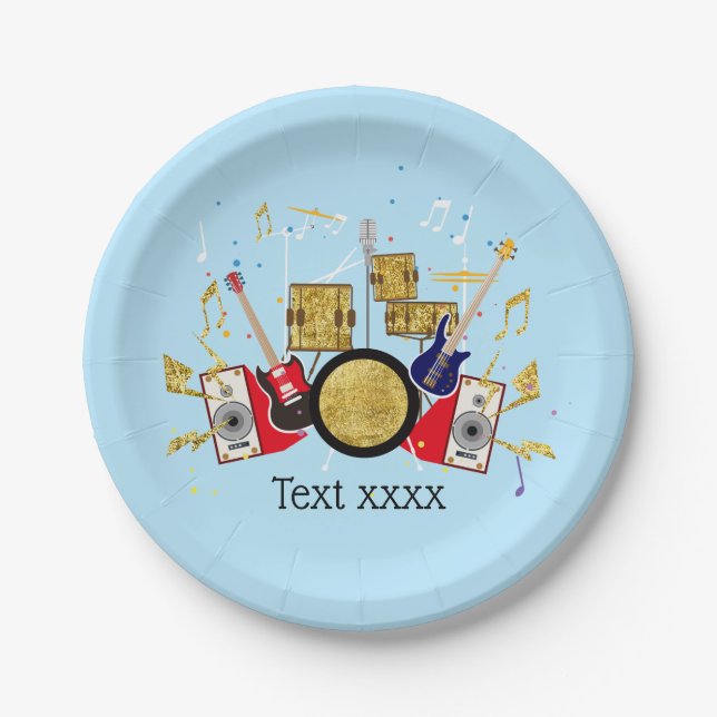 Plato De Papel música fiesta guitarra drum set musical (Anverso)