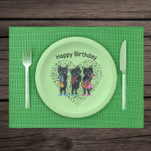 Músicos de gato negro instruye música nota corazón