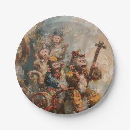 Plato De Papel Músicos - Placas redondas de papel