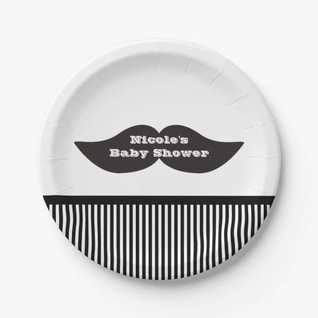 Plato De Papel Mustache Bash Birthday PARTY Modernas Plates (Anverso)