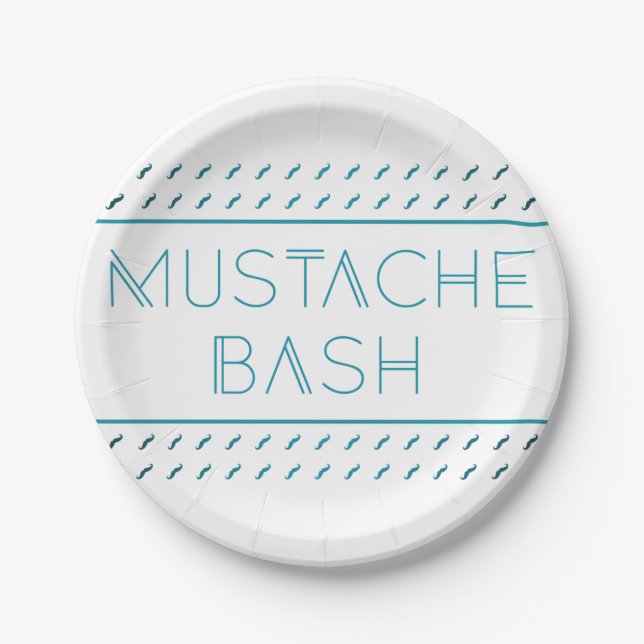 Plato De Papel Mustache Bash Metro (Anverso)