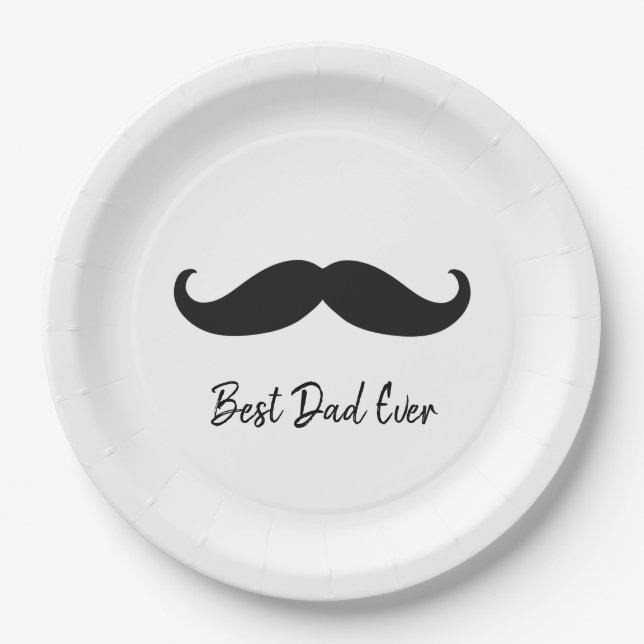 Plato De Papel Mustache negro (Anverso)