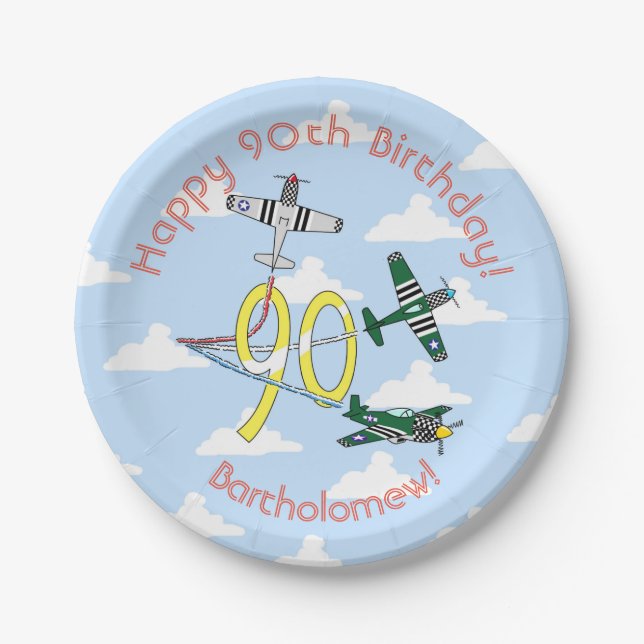 Plato De Papel Mustangs 90th Birthday Blue Sky Paper Plate (Anverso)