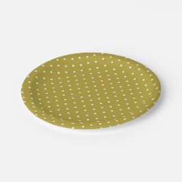 Plato De Papel  Mustard yellow white polka dots pattern 