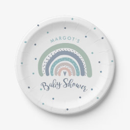 Plato De Papel Muted Pastel Rainbow Baby Shower
