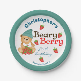 Plato De Papel Muy Berry Primer Cumpleaños Fresas Cute Cub