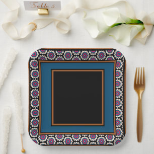 Plato De Papel MVB Monograma mexicano Acento del abejorro Diseño