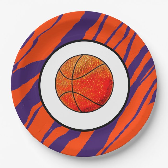 Plato De Papel MVB Tiger Stripes Design- Basketball (Anverso)